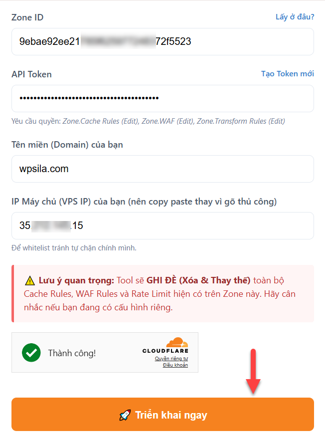 Đã điền đủ thông tin